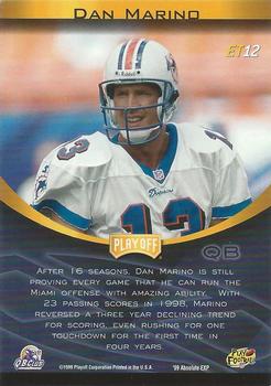 1999 Playoff Absolute EXP - Extreme Team #ET12 Dan Marino Back