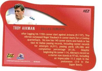 1999 Playoff Absolute EXP - Heroes #HE2 Troy Aikman Back