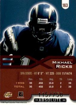 1999 Playoff Absolute EXP - Tools of the Trade #163 Mikhael Ricks Back