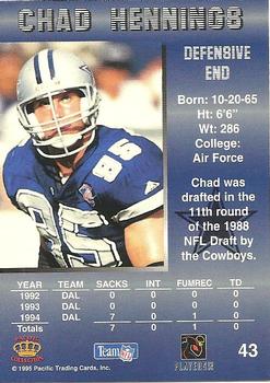 1995 Pacific #43 Chad Hennings Back