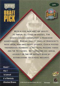 1999 Playoff Prestige SSD - Draft Picks #DP1 Tim Couch Back