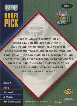 1999 Playoff Prestige SSD - Draft Picks #DP2 Ricky Williams Back