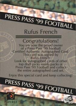 1999 Press Pass - Autographs #NNO Rufus French Back