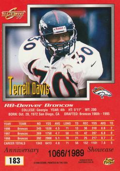 1999 Score - Anniversary Showcase #183 Terrell Davis Back