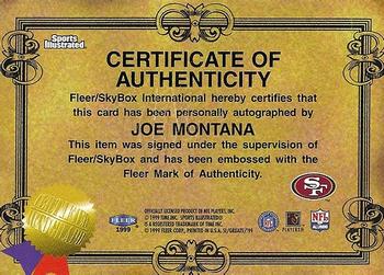 1999 Sports Illustrated - Autographs #NNO Joe Montana Back