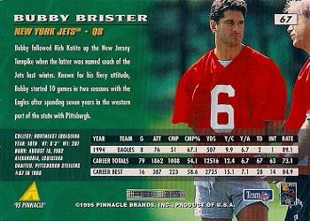 1995 Pinnacle #67 Bubby Brister Back