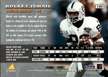 1995 Pinnacle #100 Rocket Ismail Back