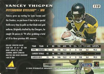 1995 Pinnacle #110 Yancey Thigpen Back