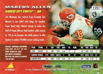 1995 Pinnacle #133 Marcus Allen Back