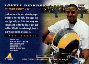 1995 Pinnacle #236 Lovell Pinkney Back