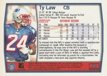 1999 Topps Chrome - Refractors #72 Ty Law Back