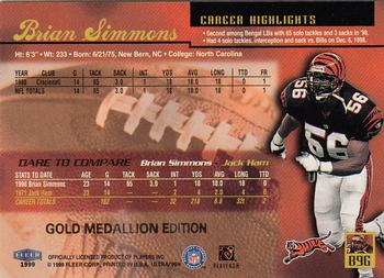1999 Ultra - Gold Medallion #89G Brian Simmons Back