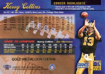1999 Ultra - Gold Medallion #155G Kerry Collins Back