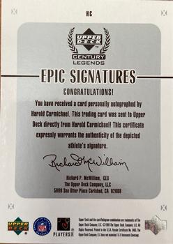 1999 Upper Deck Century Legends - Epic Signatures #HC Harold Carmichael Back