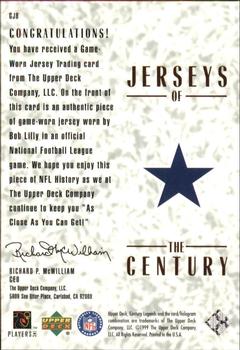 1999 Upper Deck Century Legends - Jerseys of the Century #GJ8 Bob Lilly Back