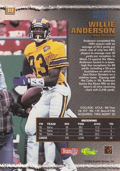 1995 Pro Line #312 Willie Anderson Back
