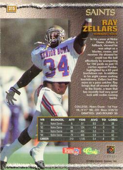 1995 Pro Line #315 Ray Zellars Back