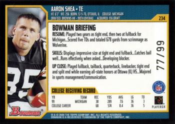 2000 Bowman - Gold #234 Aaron Shea Back