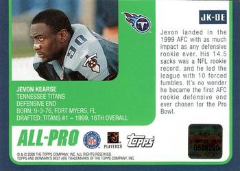 2000 Bowman's Best - Pro Bowl Jerseys #JK-DE Jevon Kearse Back