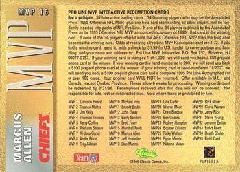 1995 Pro Line - MVP Redemptions (PR4000) #MVP 16 Marcus Allen Back