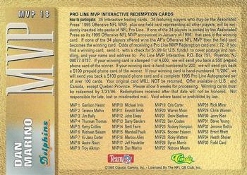 1995 Pro Line - MVP Redemptions (PR4000) #MVP 18 Dan Marino Back