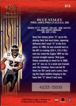 2000 Collector's Edge Masters - Domain #D15 Duce Staley Back