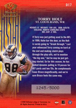 2000 Collector's Edge Masters - Domain #D17 Torry Holt Back