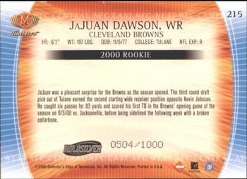 2000 Collector's Edge Masters - HoloSilver #215 JaJuan Dawson Back