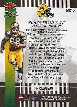 2000 Collector's Edge Masters - Rookie Masters Previews #MR15 Bubba Franks Back
