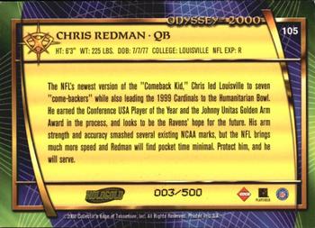2000 Collector's Edge Odyssey - HoloGold Rookies #105 Chris Redman Back
