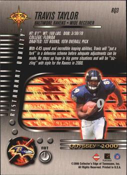 2000 Collector's Edge Odyssey - Restaurant Quality #RQ3 Travis Taylor Back