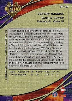 2000 Collector's Edge Peyton Manning Destiny #PM8 Peyton Manning Back