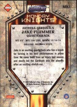 2000 Collector's Edge Supreme - Monday Knights #MK1 Jake Plummer Back