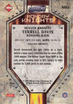 2000 Collector's Edge Supreme - Monday Knights #MK9 Terrell Davis Back