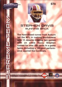 2000 Collector's Edge Supreme - Supreme Team #ST8 Stephen Davis Back