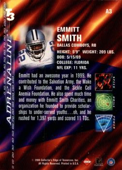 2000 Collector's Edge T3 - Adrenaline #A3 Emmitt Smith Back