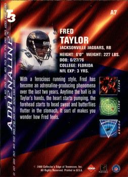 2000 Collector's Edge T3 - Adrenaline #A7 Fred Taylor Back