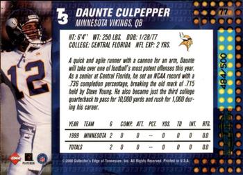 2000 Collector's Edge T3 - HoloPlatinum #77 Daunte Culpepper Back