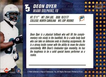 2000 Collector's Edge T3 - Retail #187 Deon Dyer Back