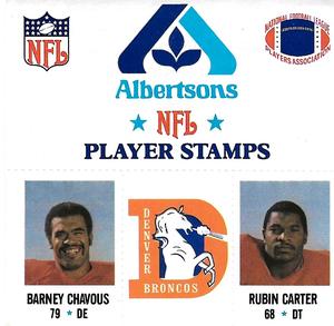 1980 Denver Broncos NFL Player Stamps ##NNO Barney Chavous / Rubin Carter Front