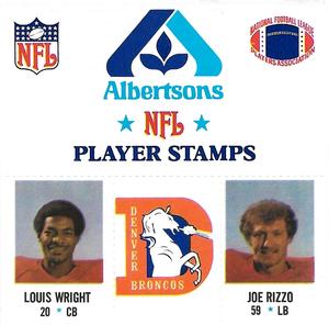 1980 Denver Broncos NFL Player Stamps ##NNO Louis Wright / Joe Rizzo Front