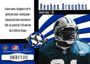 2000 Donruss - Signature Series Blue #NNO Reuben Droughns Back