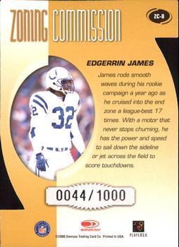 2000 Donruss - Zoning Commission #ZC-8 Edgerrin James Back