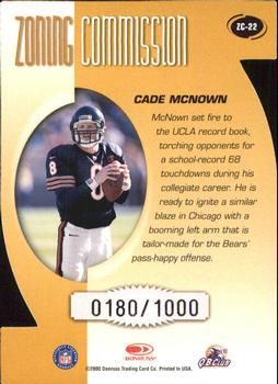 2000 Donruss - Zoning Commission #ZC-22 Cade McNown Back