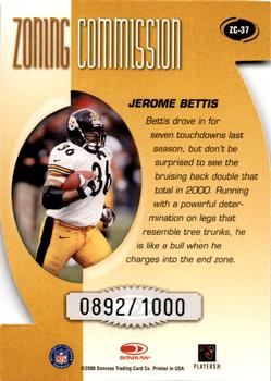2000 Donruss - Zoning Commission #ZC-37 Jerome Bettis Back
