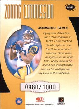 2000 Donruss - Zoning Commission #ZC-40 Marshall Faulk Back