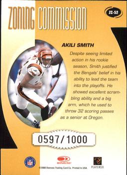 2000 Donruss - Zoning Commission #ZC-52 Akili Smith Back