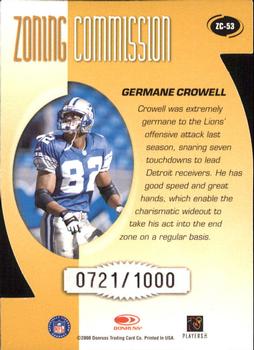 2000 Donruss - Zoning Commission #ZC-53 Germane Crowell Back
