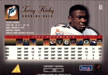1995 Select Certified #61 Terry Kirby Back