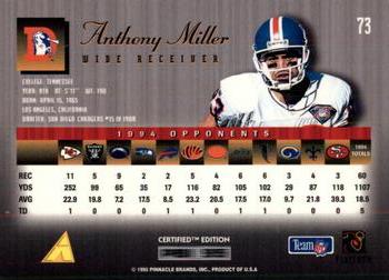 1995 Select Certified #73 Anthony Miller Back